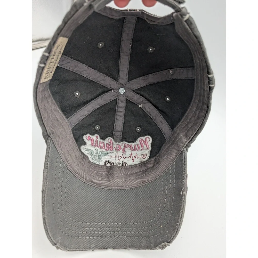 KBETHOS Vintage Nurse Hair Don't Care Distressed Baseball Cap Charcoal Gray Hat
